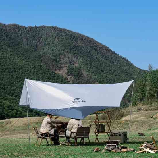 Тент для кемпінгу Naturehike Hexagon NH16T013-S, 150D / Silver Coated, 520*460 см, сіро-блакитний (з двома стійками)
