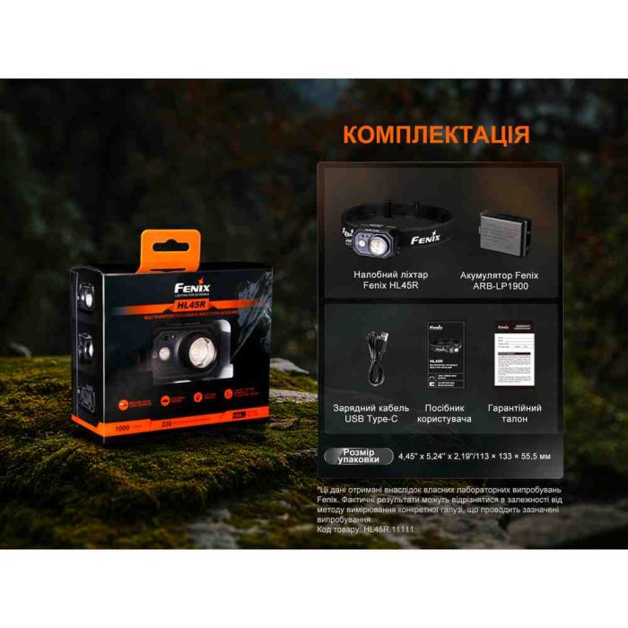 Ліхтар налобний Fenix HL45R LED з безконтактним датчиком