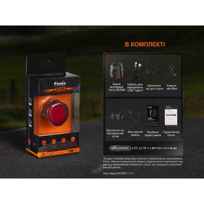 Велофара задня Fenix BC06R