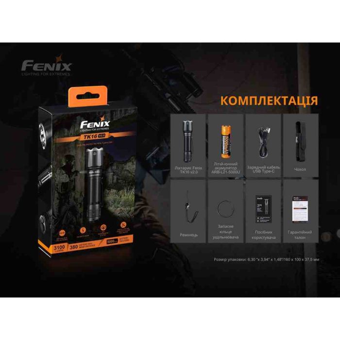 Ліхтар ручний Fenix TK16 V2.0, зелений