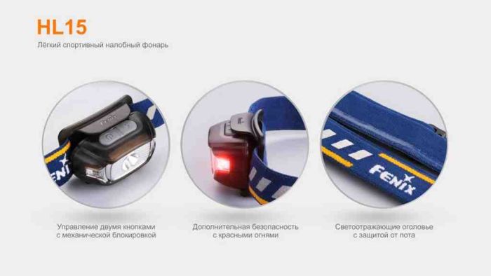 Ліхтар налобний Fenix HL15 синій