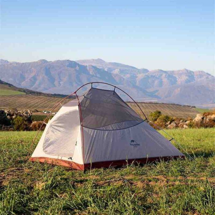 Намет надлегкий одномісний з футпринтом Naturehike Cloud Up 1 Updated NH18T010-T, 20D, сіро-червоний