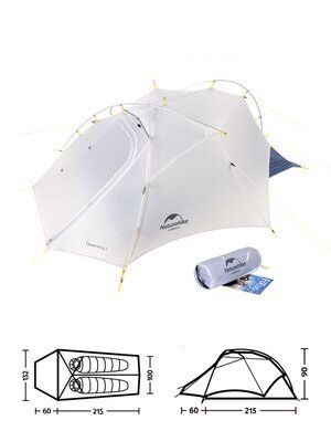 Намет надлегкий двомісний  з футпринтом Naturehike Cloud Up Wing NH19ZP083, 15D, сіро-голубий