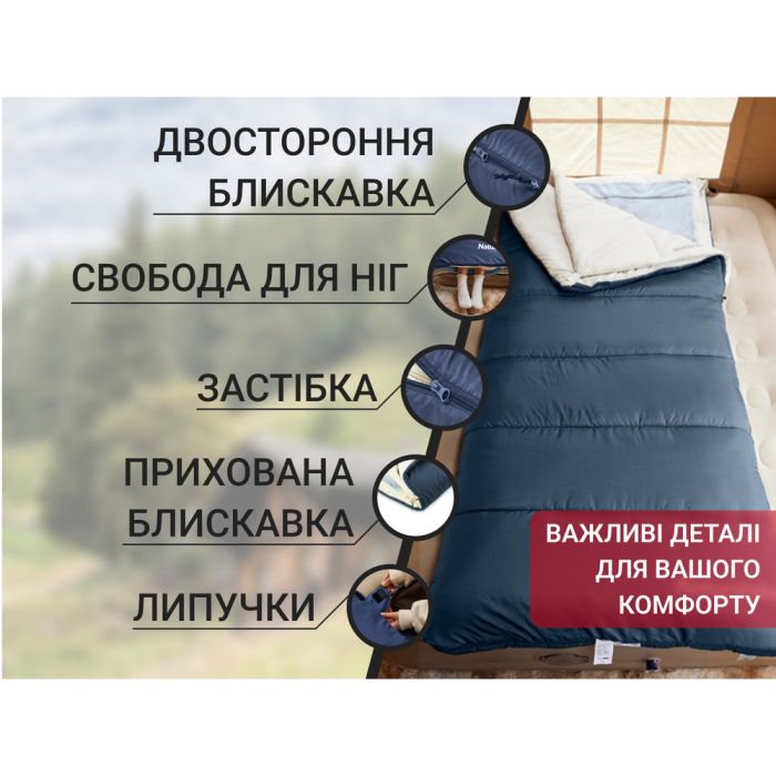 Спальний мішок 3 в 1 Naturehike CR450 CNH22SD011, синій 0°C