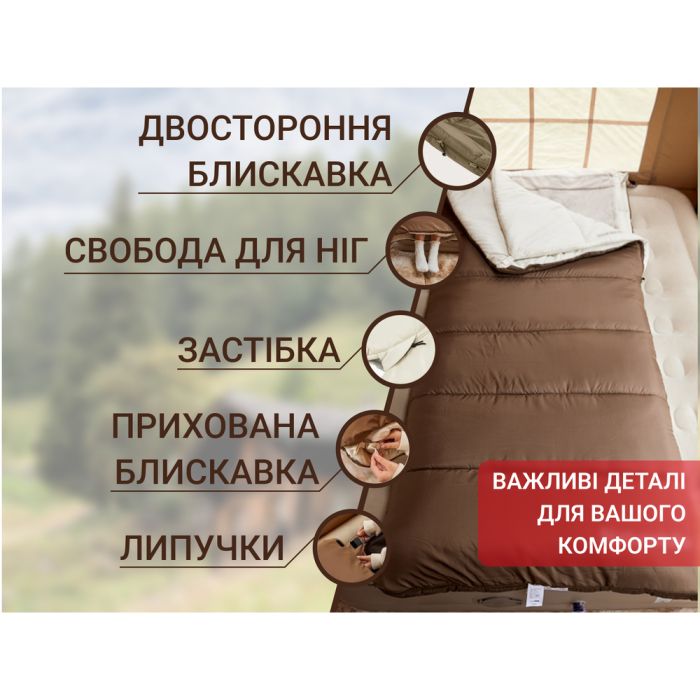 Спальний мішок 3 в 1 Naturehike CR450 CNH22SD011, коричневий 0°C