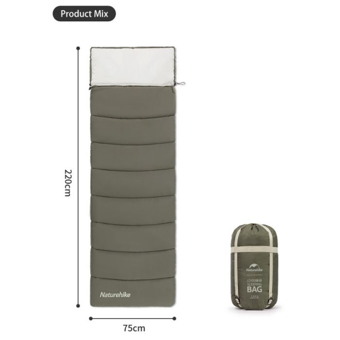 Спальник з капюшоном Naturehike LD350 CNK2300SD016, темно-зелений 2°C