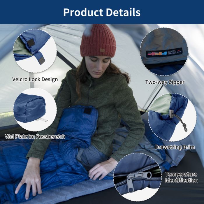 Спальник з капюшоном Naturehike MJ300 CNK2300SD014, темно-блакитний 4°C