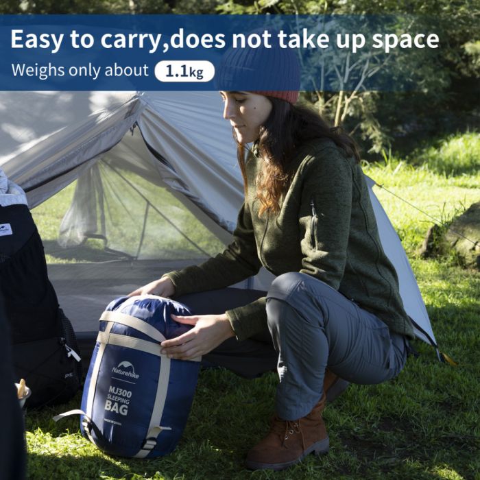 Спальник з капюшоном Naturehike MJ300 CNK2300SD014, темно-блакитний 4°C
