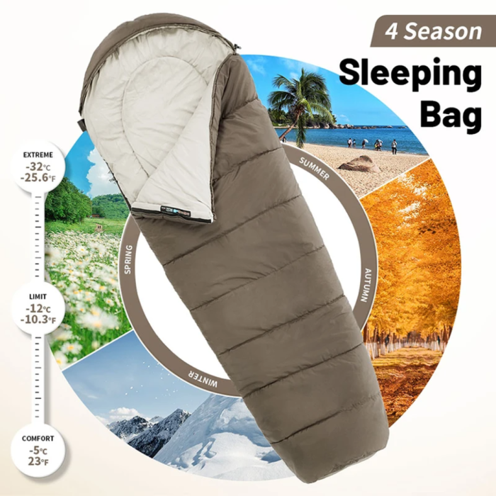 Спальник з капюшоном Naturehike MJ 600 CNK2300SD014, коричневий -5°C