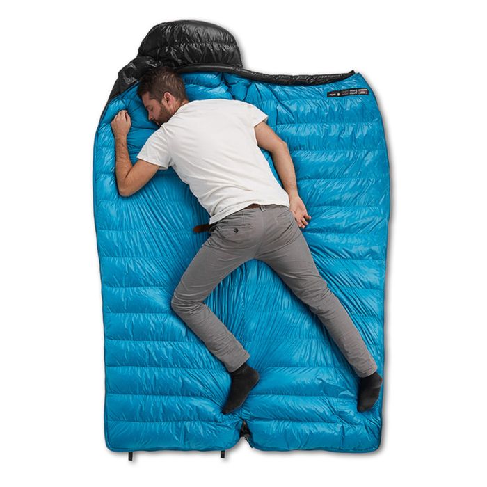 Спальник з натуральним пухом Naturehike CW400 NH18C400-D, p-р L, чорно-блакитний 5°C