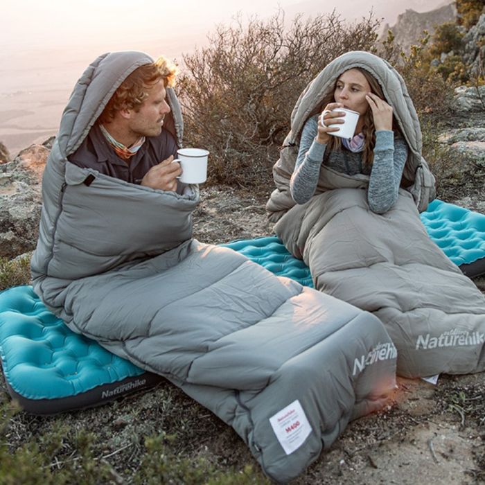 Спальний мішок з капюшоном Naturehike M300 NH20MSD02, зелений, лівий +6°C