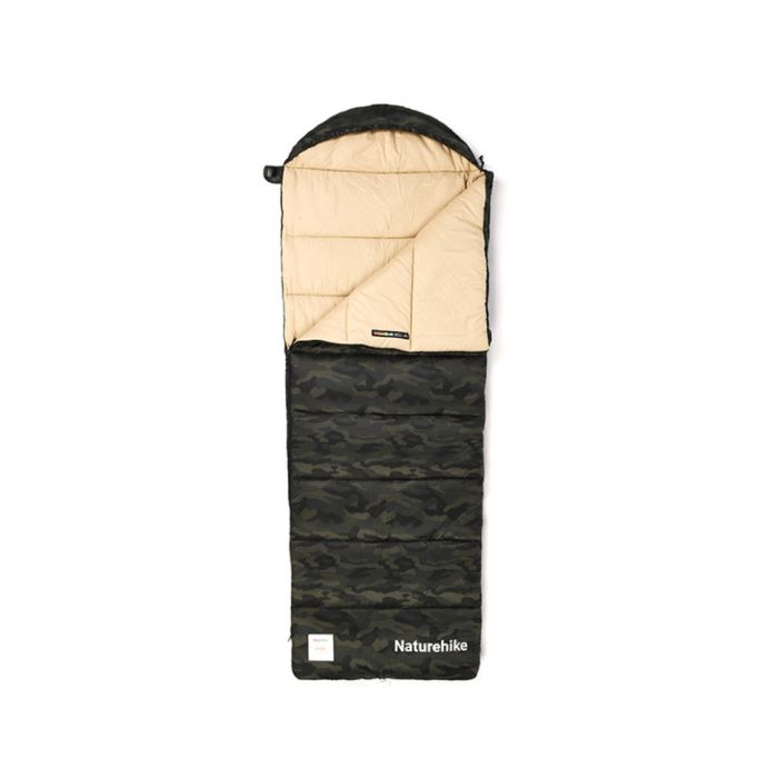 Спальний мішок з капюшоном Naturehike M320 CNK2350WS023, зелений камуфляж, лівий +15°C
