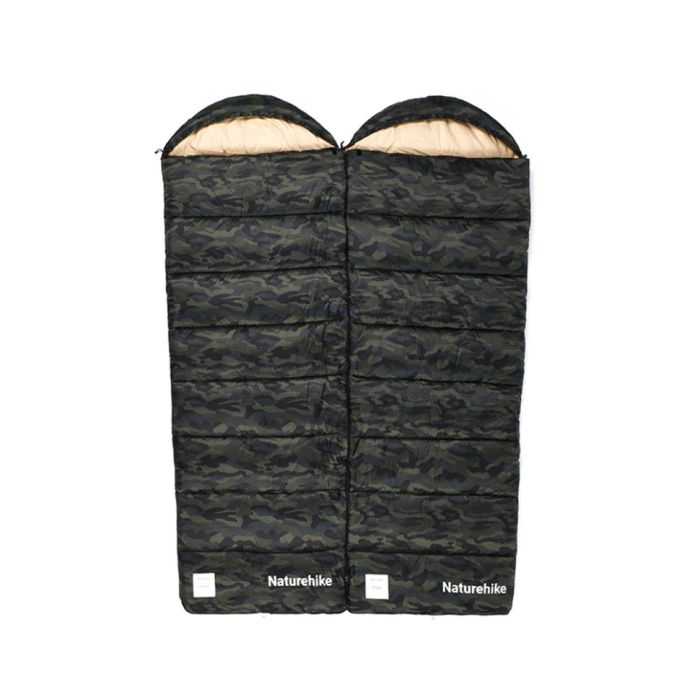 Спальний мішок з капюшоном Naturehike M320 CNK2350WS023, зелений камуфляж, правий +15°C