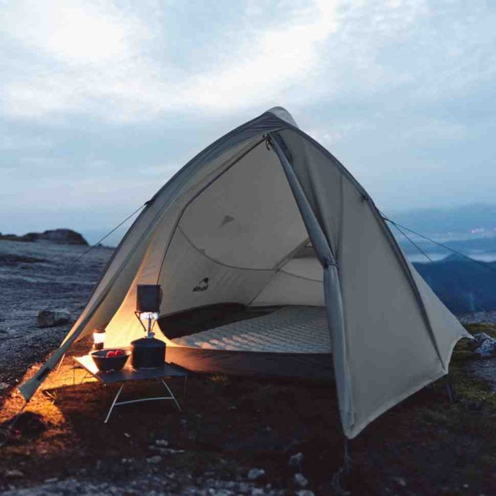 Намет надлегкий двомісний  з футпринтом Naturehike Cloud Up Pro CNK2350WS020,  20D, світлий сірий