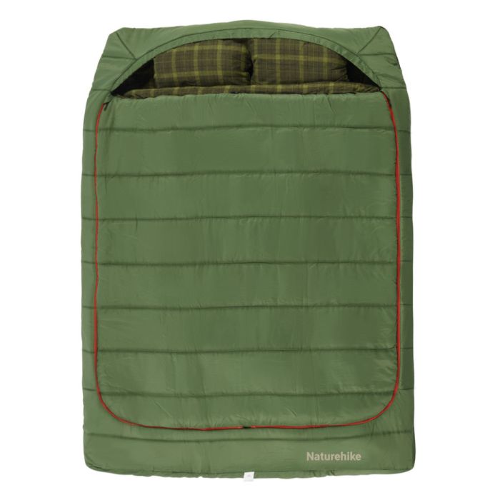 Спальний мішок двомісний із подушками Naturehike CNK2350WS019, зелений +6°C
