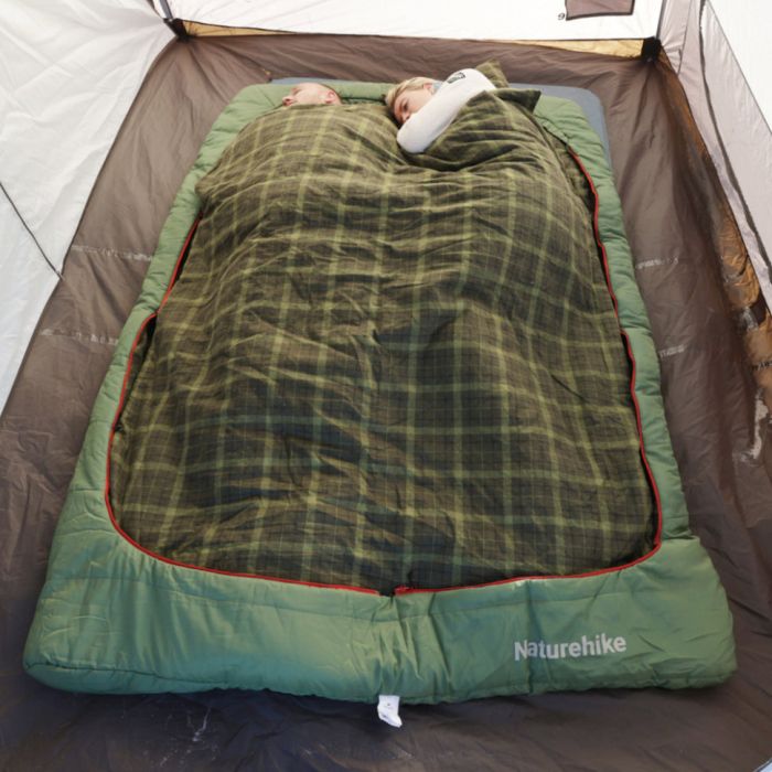 Спальний мішок двомісний із подушками Naturehike CNK2350WS019, зелений +6°C