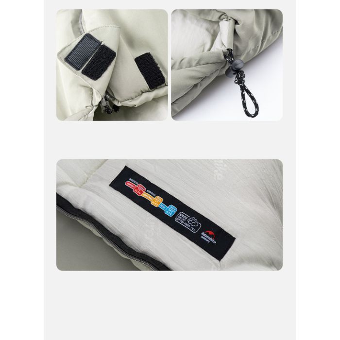 Спальний мішок з капюшоном із звичайним мішком для зберігання Naturehike M300 CNK2350WS023, сірий, лівий