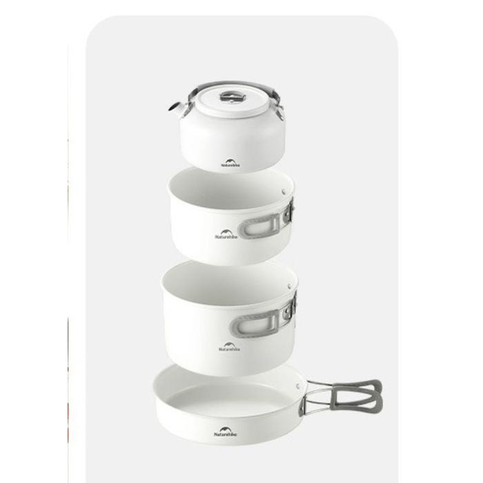 Сковорідка зі складаною ручкою Naturehike CNK2450CF013, 17,5 см, алюміній, біла