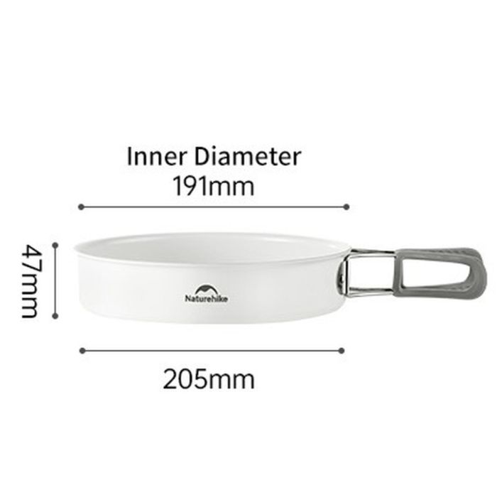 Сковорідка зі складаною ручкою Naturehike CNK2450CF013, 17,5 см, алюміній, біла