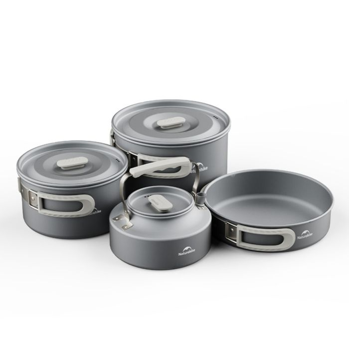 Набір посуду (2 каструлі, чайник, сковорідка) Naturehike CNK2450CF010, алюміній