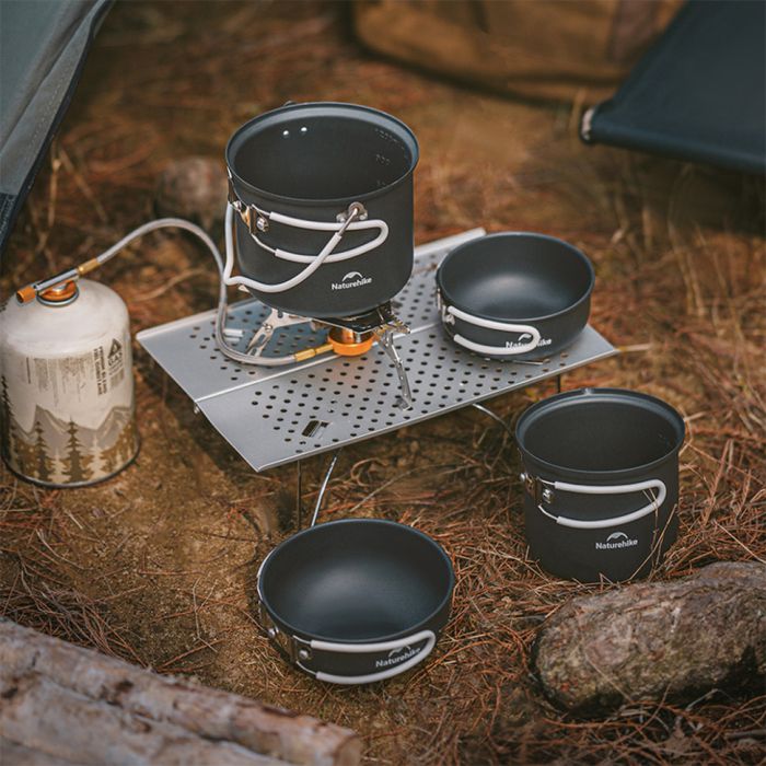 Набір посуду (2 каструлі, 2 кришки) Naturehike NH18T018-G, алюміній