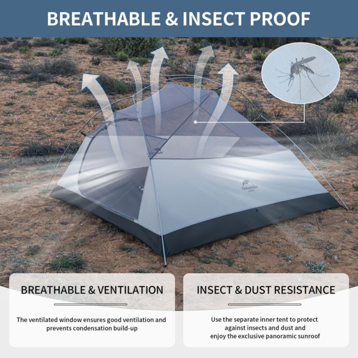 Намет надлегкий тримісний з футпринтом Naturehike Cloud Up 3 UL NH18T030-T-T, 20D, темно-синій