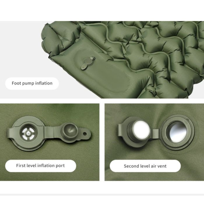 Матрац надувний одинарний Naturehike CNK2550WS019, 65 мм, із вбудованою помпою, зелений