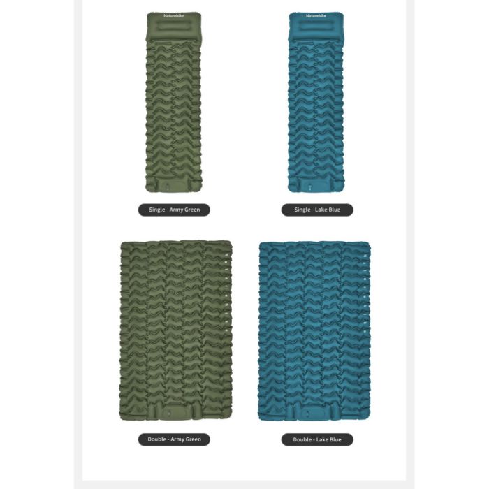 Матрац надувний одинарний Naturehike CNK2550WS019, 65 мм, із вбудованою помпою, зелений