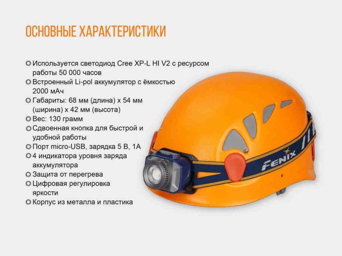 Ліхтар налобний Fenix HL40R Cree XP-LHIV2 LED синій