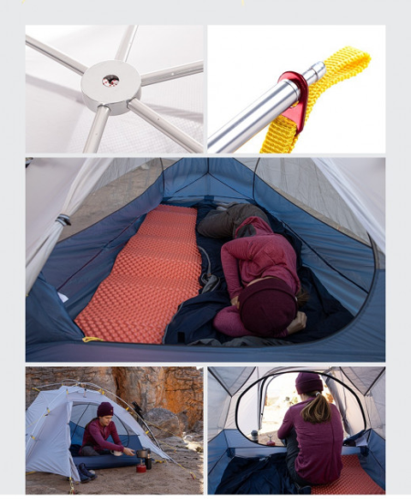 Намет надлегкий двомісний  з футпринтом Naturehike Cloud Up Wing NH19ZP083, 15D, сіро-голубий