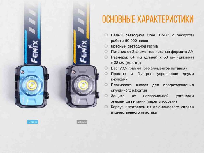 Ліхтар налобний Fenix HL30 2018 Cree XP-G3 синій