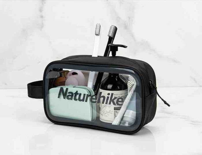 Косметичка портативна водонепроникна Naturehike NH20SN007, Розмір М, чорна прозора