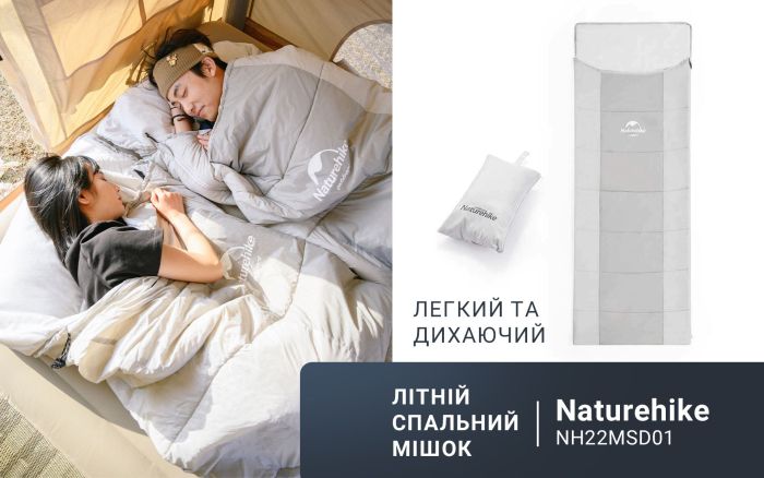 Спальний мішок з подушкою Naturehike NH22MSD01, сірий +14°C