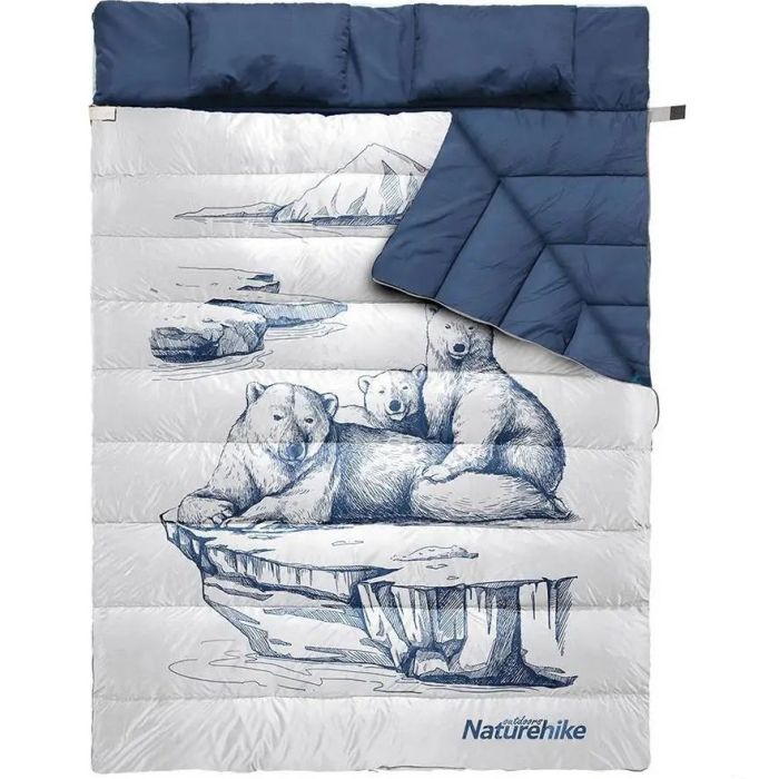 Спальний мішок двомісний Naturehike NH21MSD06, темно-синій +10°C