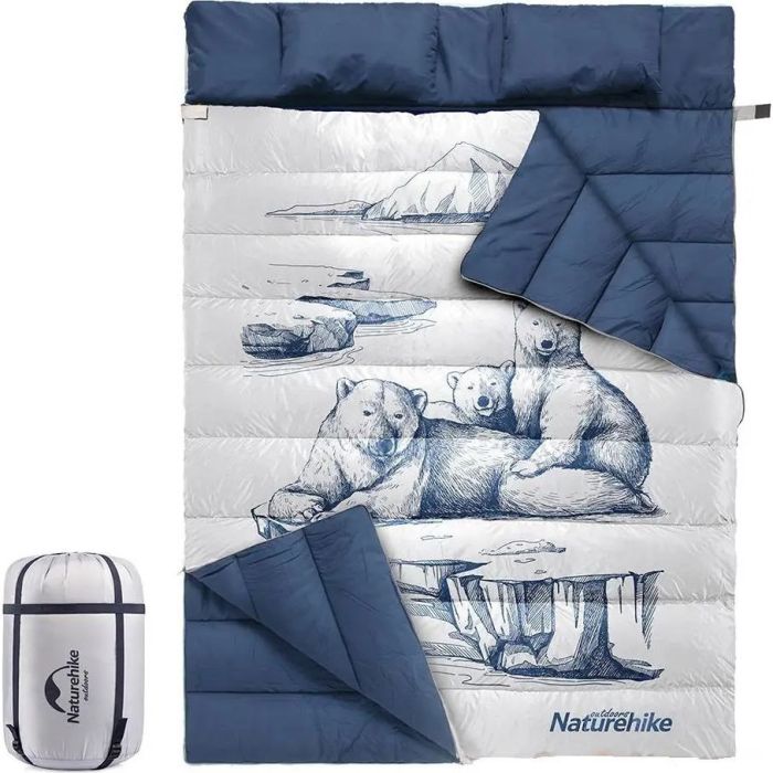 Спальний мішок двомісний Naturehike NH21MSD06, темно-синій +10°C