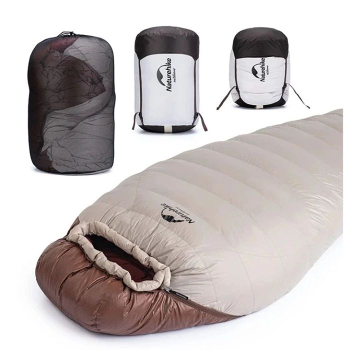 Спальник з натуральним пухом Naturehike Snowbird NH20YD001, p-р M, коричневий 2°C