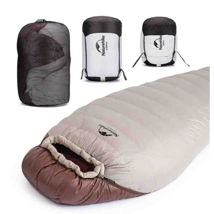 Спальник з натуральним пухом Naturehike Snowbird NH20YD001, p-р M, коричневий 2°C