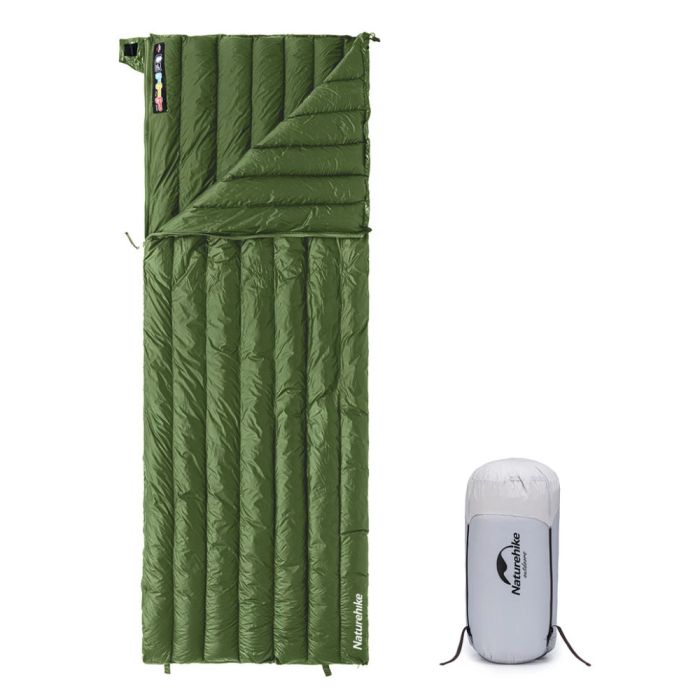 Спальний мішок з натуральним пухом Naturehike CWM295 CNK2300SD013, зелений +11°C