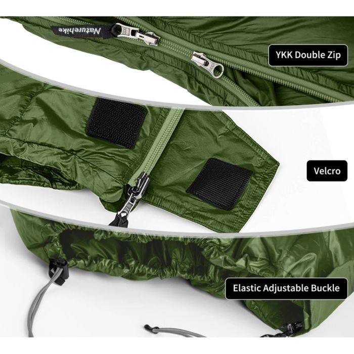 Спальний мішок з натуральним пухом Naturehike CWM295 CNK2300SD013, зелений +11°C