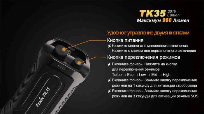 Ліхтар ручний Fenix TK35 2015 L2U2