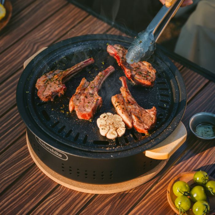Настільна кругла піч із решіткою Naturehike CNK2550CF010, 36*32.6*12 см, хромоване залізо