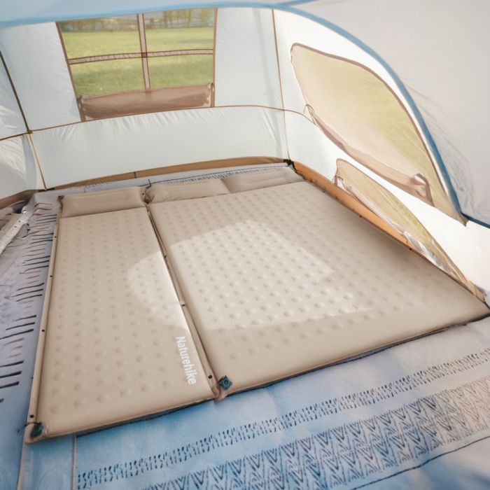 Килимок надувний із подушкою двомісний Naturehike CNK2550WS025, 30 мм, бежевий