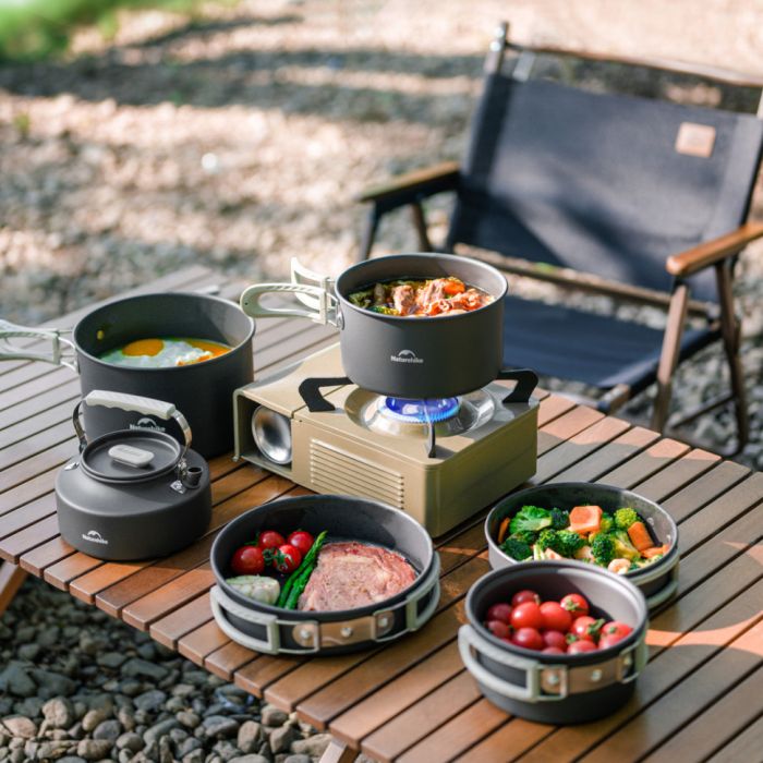 Набір посуду (каструля, сковорідка, чайник) Naturehike CNK2450CF010, алюміній