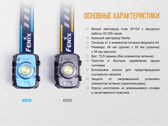 Ліхтар налобний Fenix HL30 2018 Cree XP-G3 синій