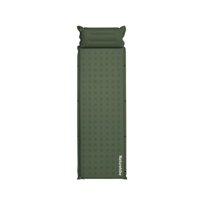 Килимок надувний із подушкою одномісний Naturehike CNK2550WS025, 60 мм, зелений
