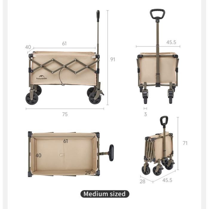 Складаний візочок Naturehike CNK2350JJ012, 70 л, чорний