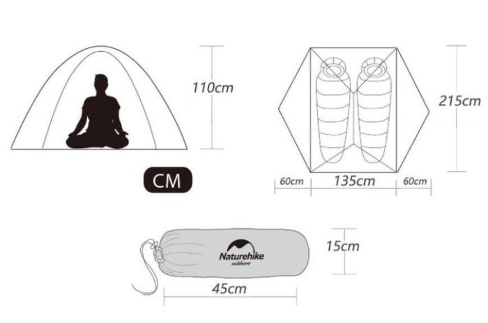 Намет надлегкий двомісний  з футпринтом Naturehike Star-River 2 Updated NH17T012-T, 210T, помаранчевий