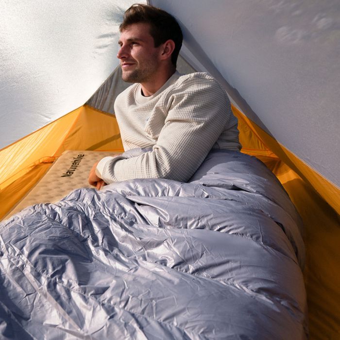 Спальник з натуральним пухом Naturehike CW700 CNK2450WS048, p-р M, жовто-сірий