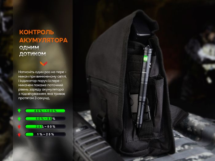 Fenix T6 тактична ручка з ліхтариком чорна