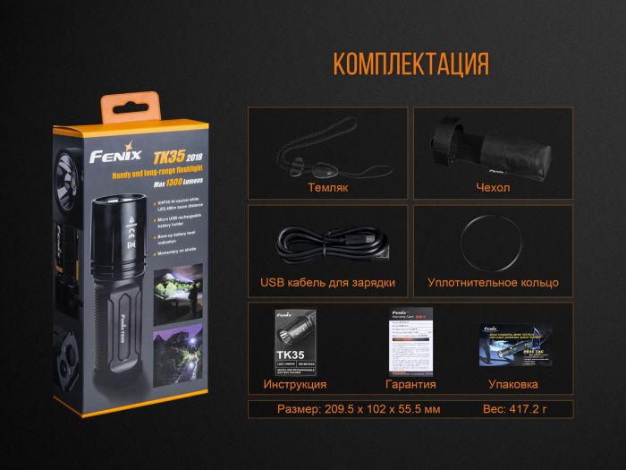 Ліхтар ручний Fenix TK35 2018 CREE XHP35 HI neutral white LED